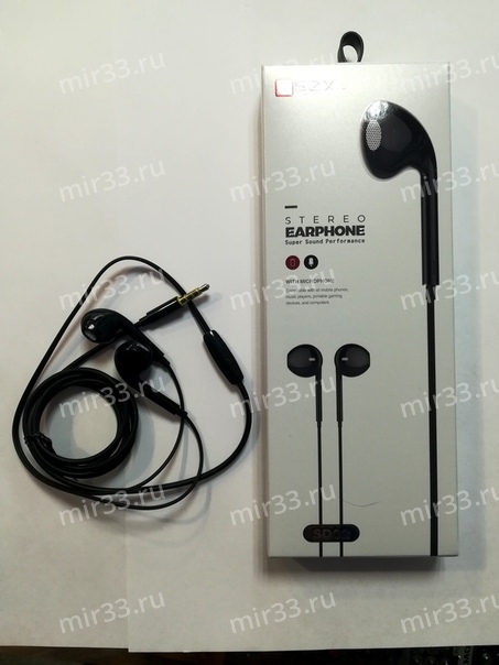 Наушники внутриканальные  SZX SD02, микрофон, кабель 1.2м, цвет: чёрный
