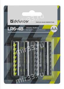 Батарейка AA Defender LR06-4BL Alkaline, 1.5В, (4/96)