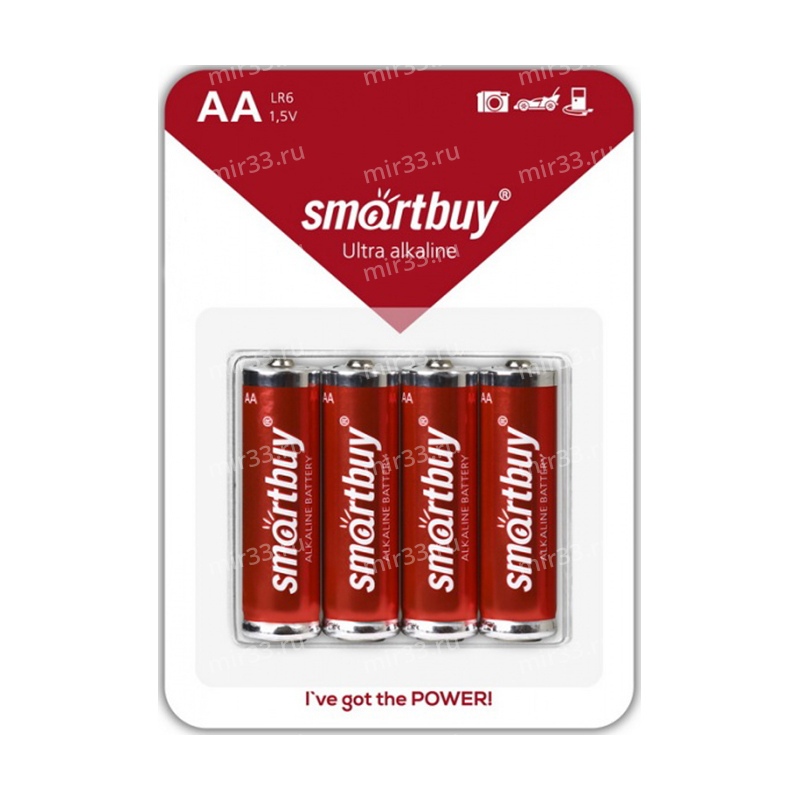 Батарейка AA SmartBuy LR06-4BL, 1.5B, (4/48/480), (арт.SBBA-2A04B)
