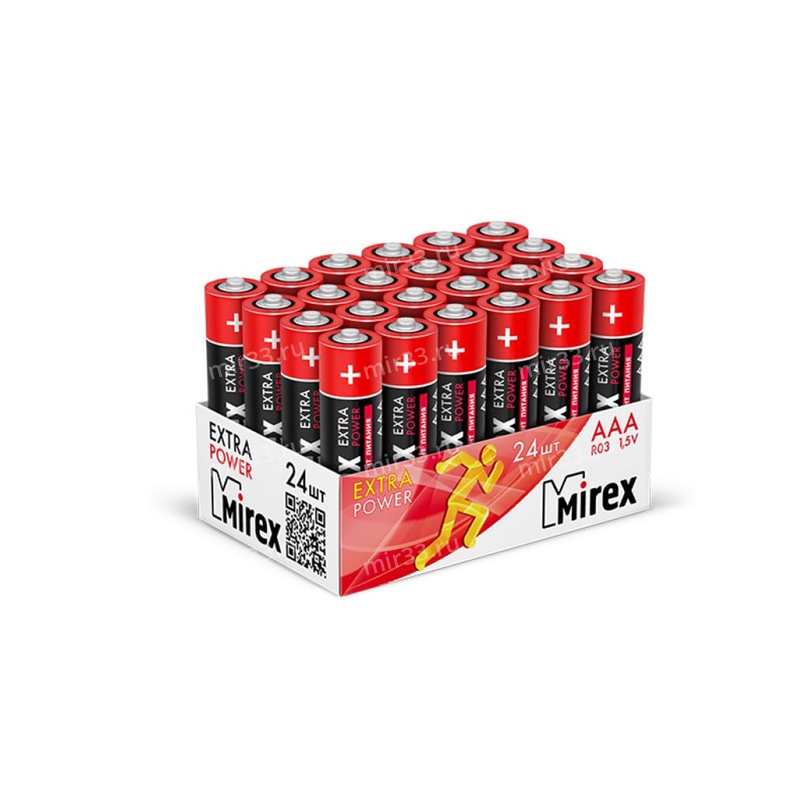 Батарейка AAA Mirex R03-24Box Extra Power, 1.5B, (24/960), (арт.23702-ER03-B24)