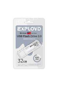 Флеш-накопитель 32Gb Exployd 620, USB 2.0, пластик, белый