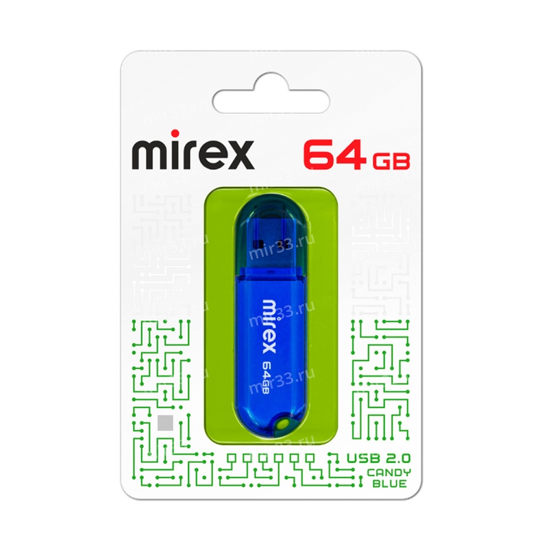 Флеш-накопитель 64Gb Mirex Candy, USB 2.0, пластик, синий