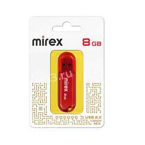 Флеш-накопитель 8Gb Mirex Candy, USB 2.0, пластик, красный