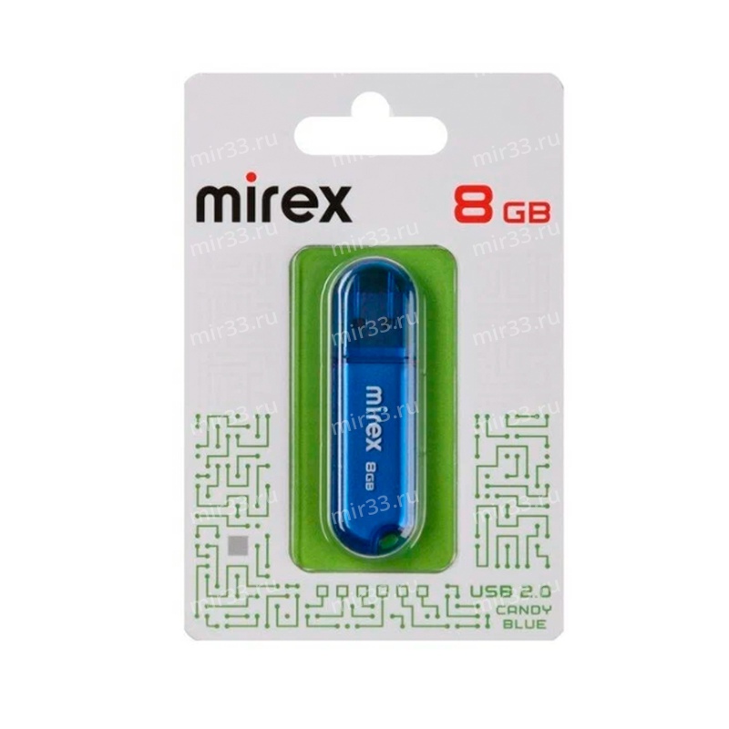 Флеш-накопитель 8Gb Mirex Candy, USB 2.0, пластик, синий