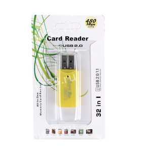 Кардридер без бренда для microSD, LD413, USB 2.0, пластик, цвет: жёлтый