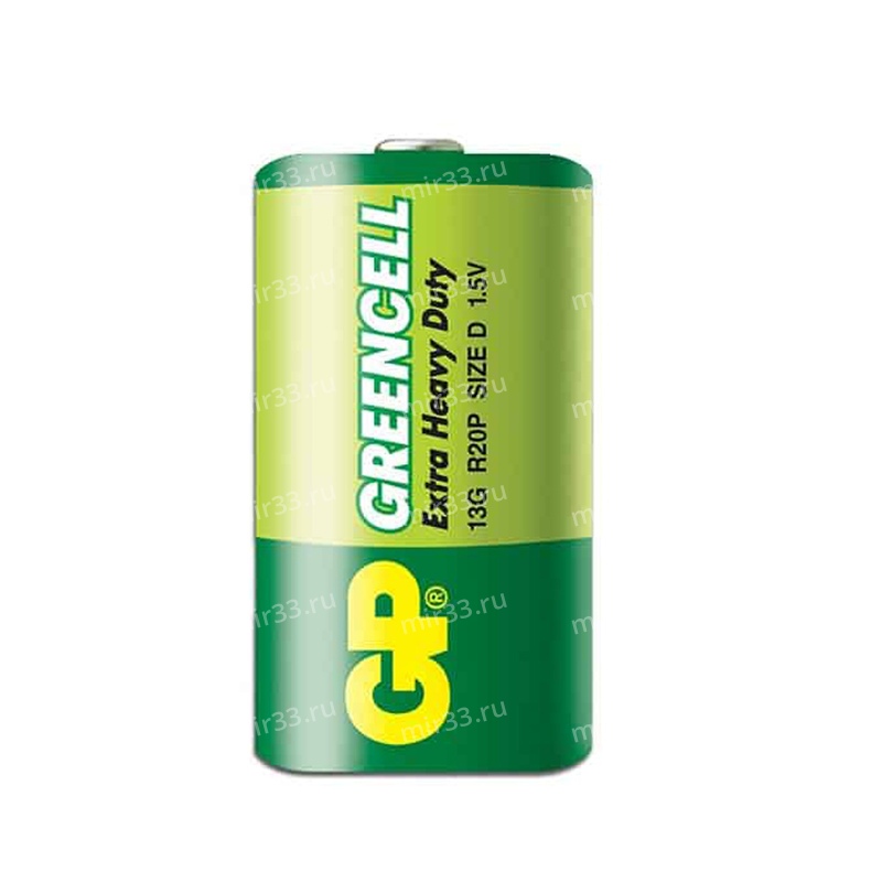 Батарейка D GP R20-2P, цвет: зелёный, (2/20/200)