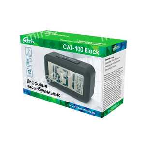 Радиобудильник Ritmix, CAT-100, пластик, термометр, кнопочное управление, календарь, цвет: чёрный