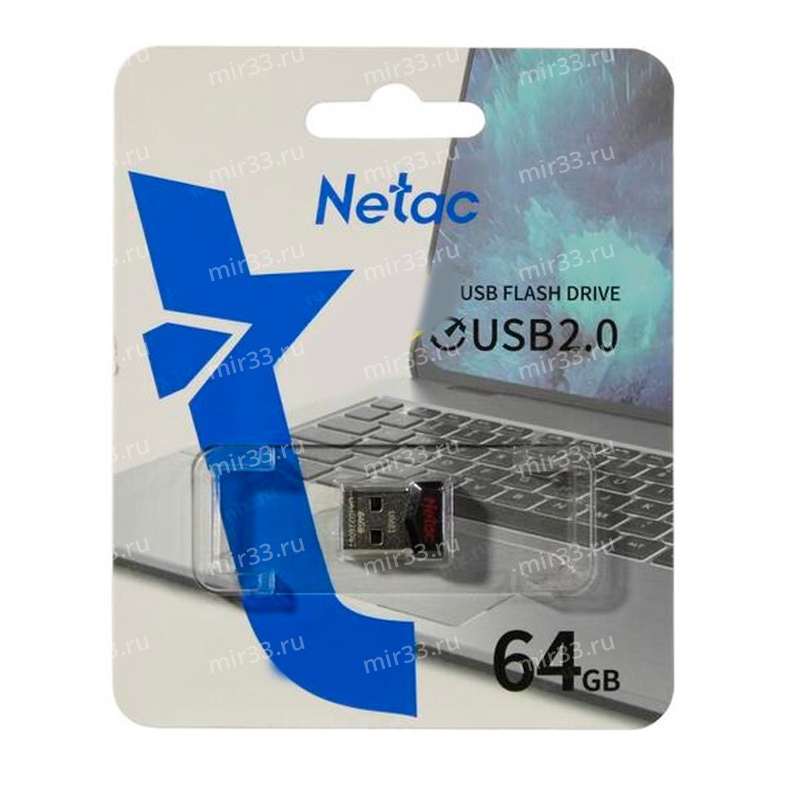 Флеш-накопитель 64Gb Netac UM81, USB 2.0, пластик, чёрный