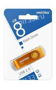 Флеш-накопитель 8Gb SmartBuy Twist, USB 2.0, пластик, жёлтый