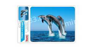 Коврик игровой Buro, BU-M40083, 230x180x2 мм, пластик, цвет: голубой, дельфины