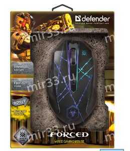 Мышь проводная Defender, GM-020L, Forced, оптическая, цвет: чёрный