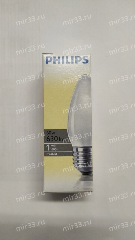 Лампа светодиодная Philips B35, E27, свеча, 60Вт/220V, нейтральный белый, матовая