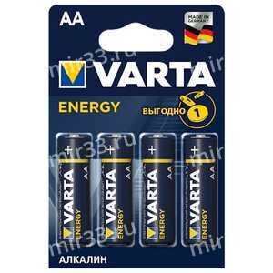 Батарейка AA Varta LR06-4BL Energy, 1.5B, (4/80/400), (арт.04106213414)