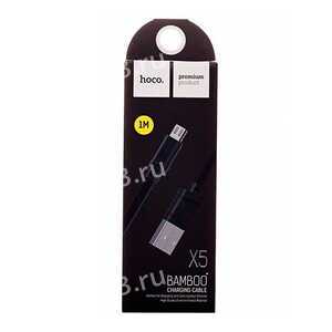 Кабель USB - микро USB HOCO X5 Bamboo, 1.0м, 2.1A, цвет: чёрный