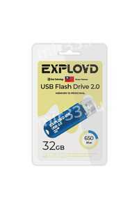 Флеш-накопитель 32Gb Exployd 650, USB 2.0, пластик, синий