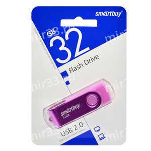 Флеш-накопитель 32Gb SmartBuy Twist, USB 2.0, пластик, розовый