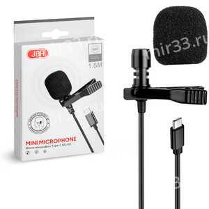 Микрофон петличный Isa,ML-03, пластик, кабель Type-C, цвет: чёрный