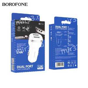 Блок питания автомобильный 2 USB Borofone BZ13, Extreme, 2400mAh, цвет: белый