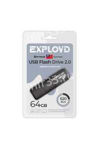 Флеш-накопитель 64Gb Exployd 620, USB 2.0, пластик, чёрный