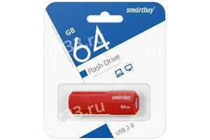 Флеш-накопитель 64Gb SmartBuy Clue, USB 3.0, пластик, красный