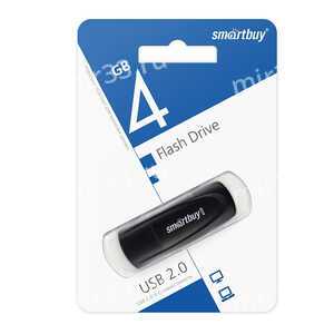 Флеш-накопитель 4Gb SmartBuy Scout, USB 2.0, пластик, чёрный