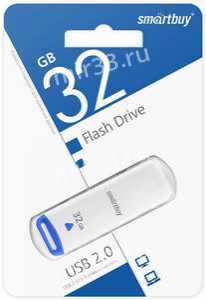 Флеш-накопитель 32Gb SmartBuy Easy, USB 2.0, пластик, белый