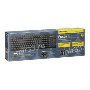 Клавиатура проводная Defender, Focus, HB-470 RU, мембранная, 1.5 м, цвет: чёрный