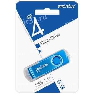 Флеш-накопитель 4Gb SmartBuy Twist, пластик, металл, синий
