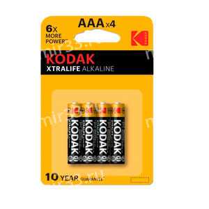Батарейка AAA Kodak LR03-4BL XTralife, 1.5B, (4/40/200), (арт.Б0014329)