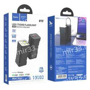 Аккумулятор внешний HOCO Q15, Flashlight, 10000mAh, PD20W, QC3.0, цвет: черный
