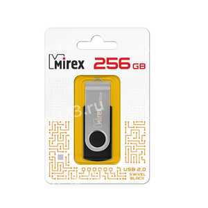 Флеш-накопитель 256Gb Mirex SWIVEL, USB 2.0, пластик, черный