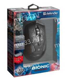 Мышь проводная Defender, GM-250L, Bionic, оптическая, цвет: чёрный