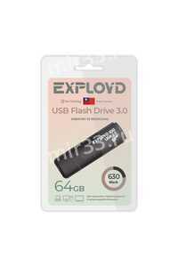 Флеш-накопитель 64Gb Exployd 630, USB 3.0, пластик, чёрный
