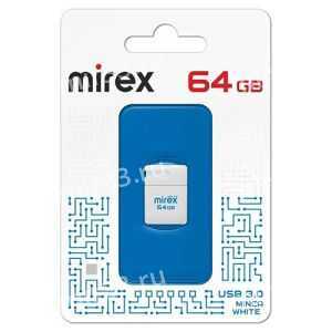 Флеш-накопитель 64Gb Mirex MINCA, USB 3.0, пластик, белый