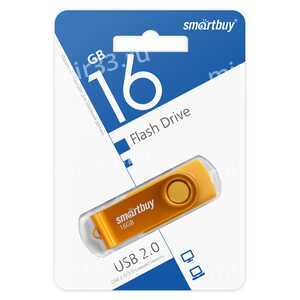 Флеш-накопитель 16Gb SmartBuy Twist, USB 2.0, пластик, жёлтый